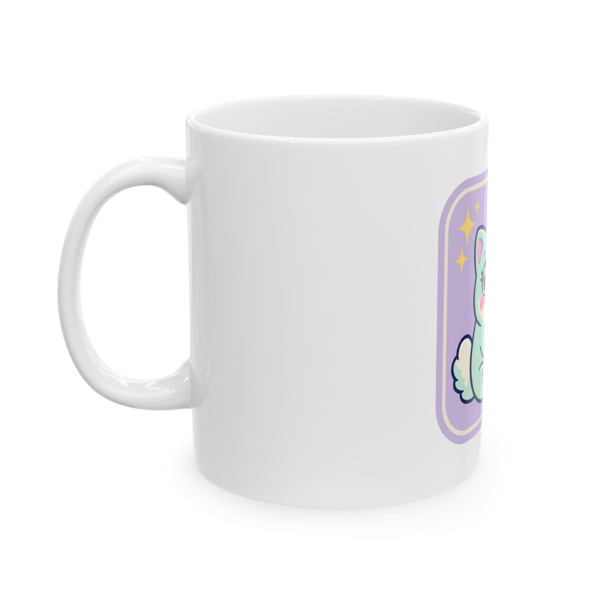 Kawaii Waving Cat mug | Cute Pastel Cat Illustration, Ceramic Coffee Mug
