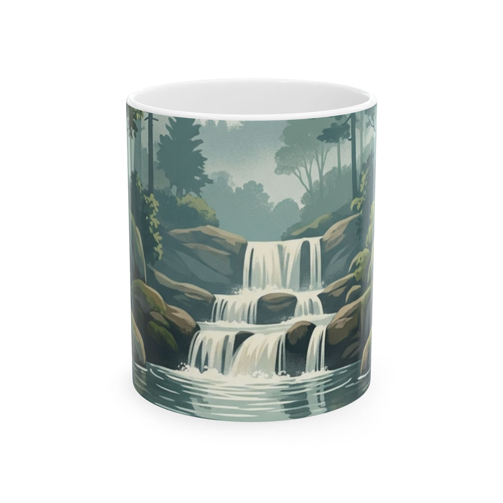 Waterfall Forest Mug — Tranquil Nature Ceramic Coffee Cup (11oz & 15oz)