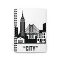 City Skyline Spiral Notebook — Ruled Journal with Urban Bridge Design