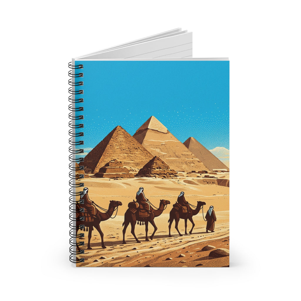 Egyptian Pyramids Spiral Notebook — Camel Caravan Ruled Journal